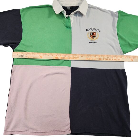 BDG Urban Outfitters Polo Shirt Mens Oversized Size L Color Block Short Sleeve - Picture 6 of 7